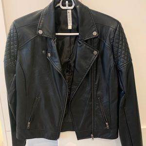Mural Black Leather Jacket Size M